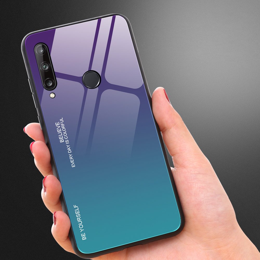 Θήκη Gradient Glass για Huawei P40 Lite E - Μαύρο/Μπλε