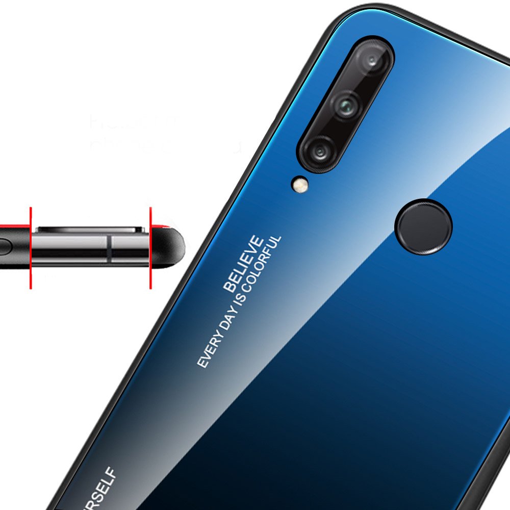 Θήκη Gradient Glass για Huawei P40 Lite E - Μαύρο/Μπλε