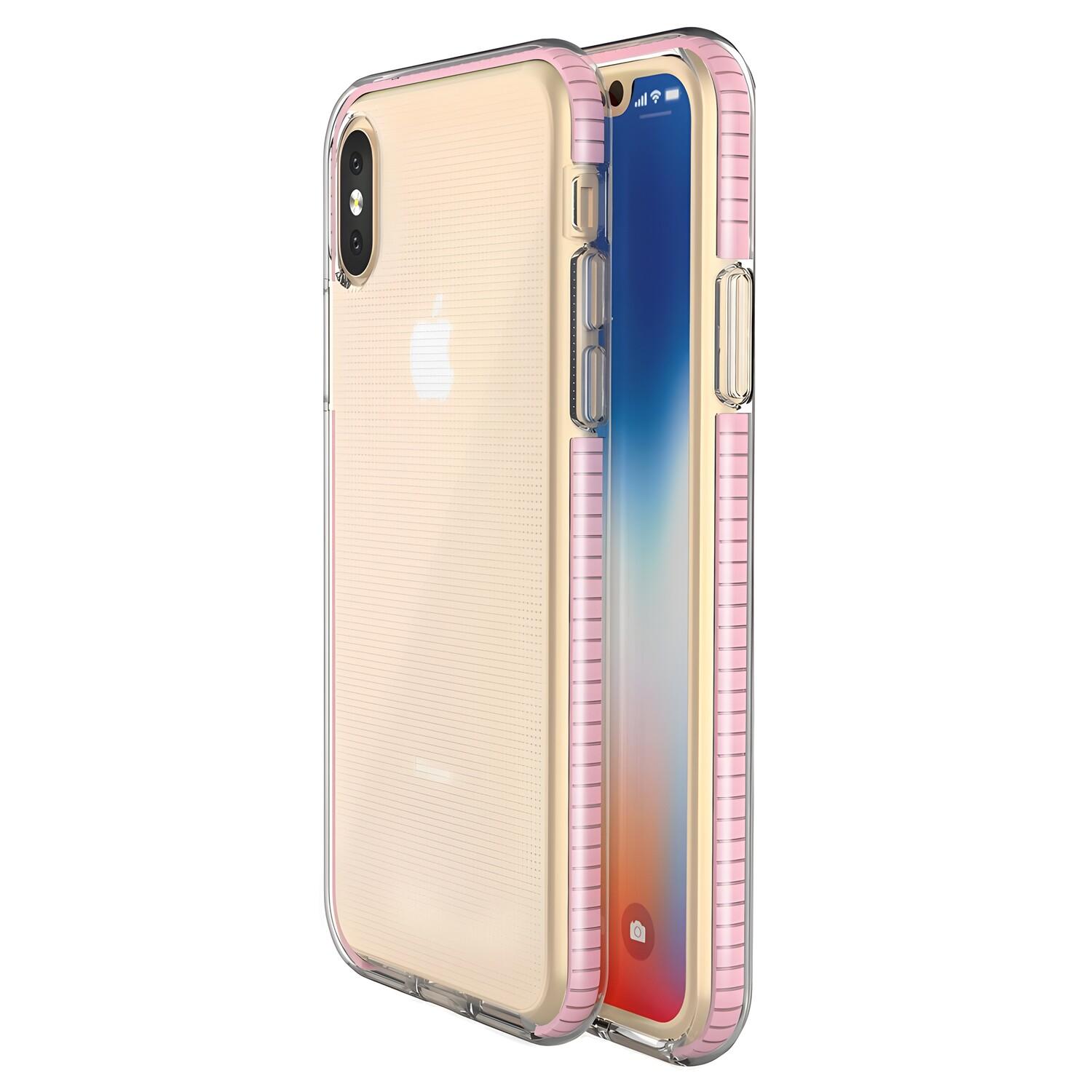 Θήκη Spring clear TPU για Apple iPhone XS/iPhone X - Ανοιχτό Ροζ