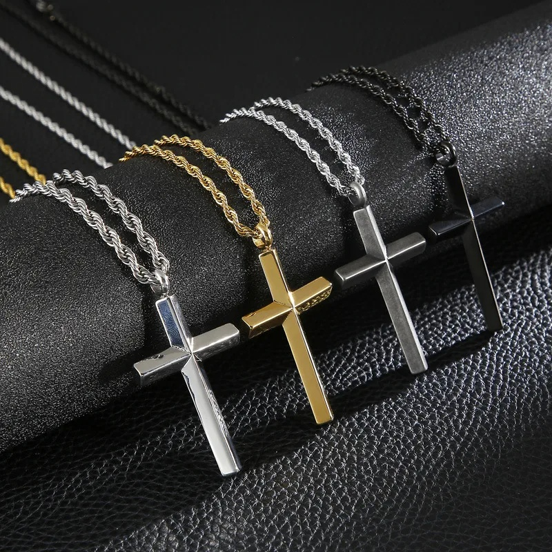 Κολιέ PU-38413 Cross - Γκρι