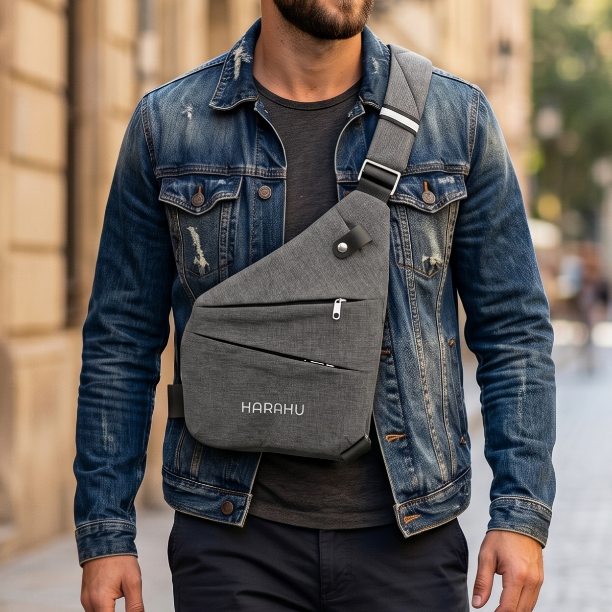 Ανδρική Τσάντα Crossbody HARAHU Instinct - Γκρι