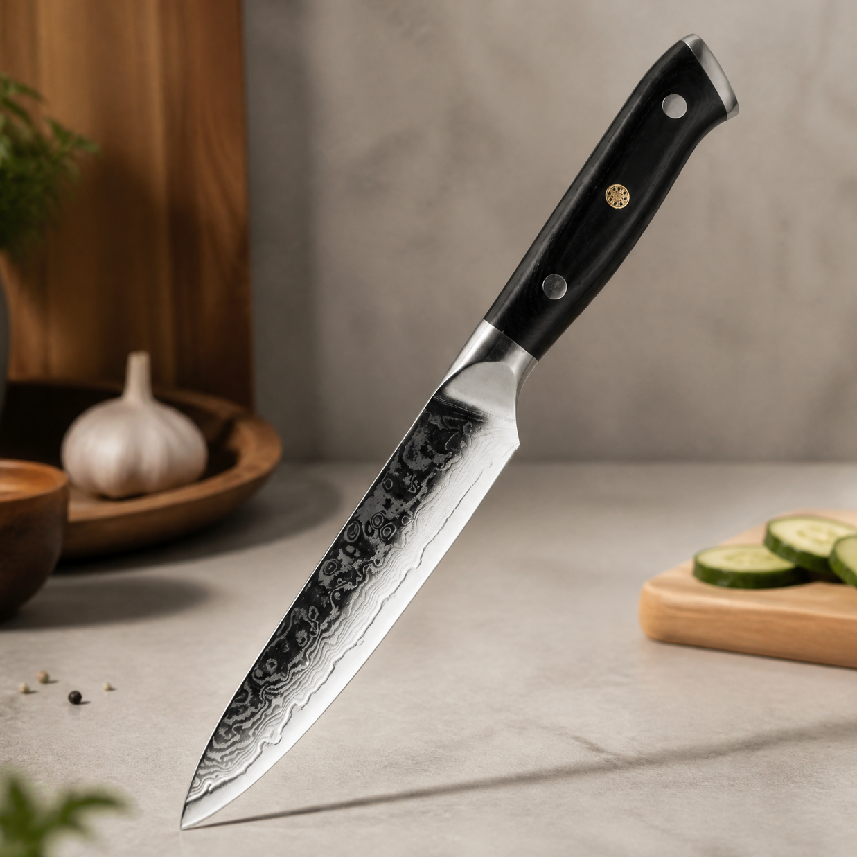 Δαμασκηνό μαχαίρι κουζίνας KX-42116 - Butcher / Μαύρο